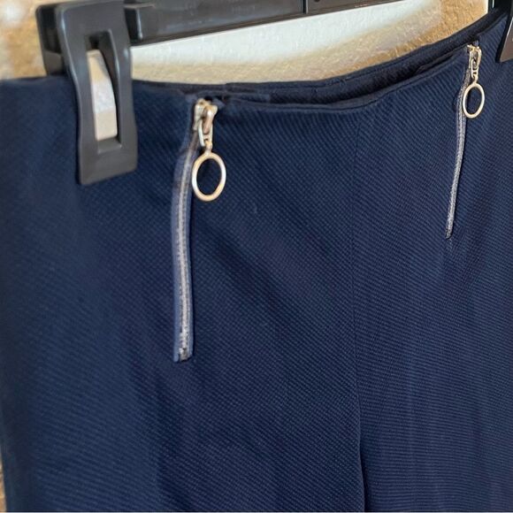 J. McLaughlin Weston Solid 2 Zip Front Textured Trouser Pant in Dark Navy size 4 - Picture 8 of 13